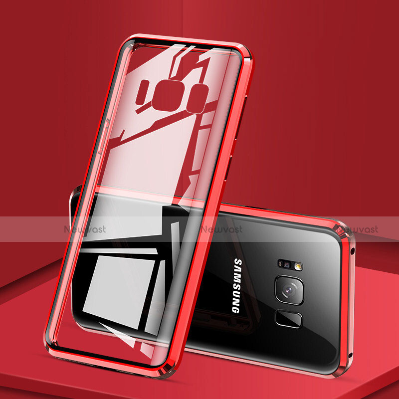 Luxury Aluminum Metal Frame Mirror Cover Case 360 Degrees for Samsung Galaxy S8 Plus Red