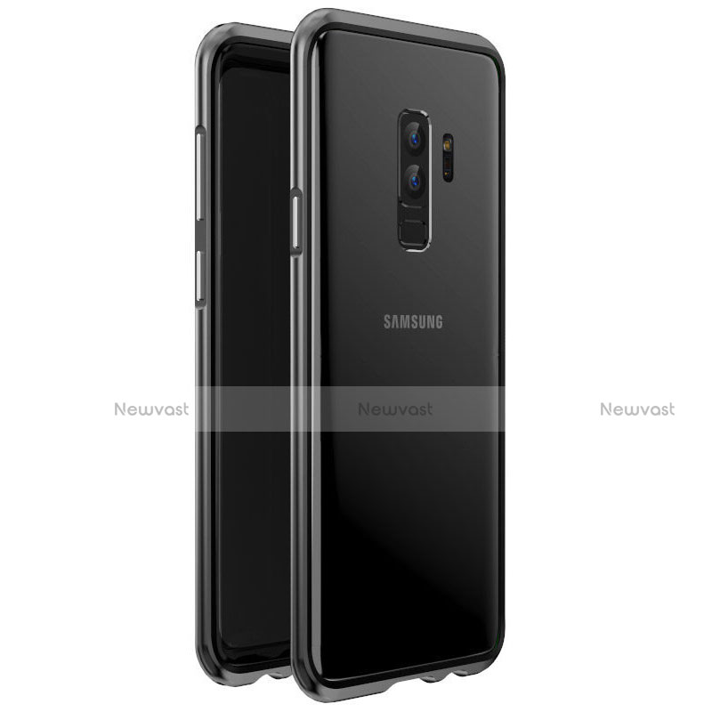 Luxury Aluminum Metal Frame Mirror Cover Case 360 Degrees for Samsung Galaxy S9 Plus Black