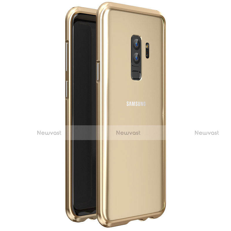 Luxury Aluminum Metal Frame Mirror Cover Case 360 Degrees for Samsung Galaxy S9 Plus Gold