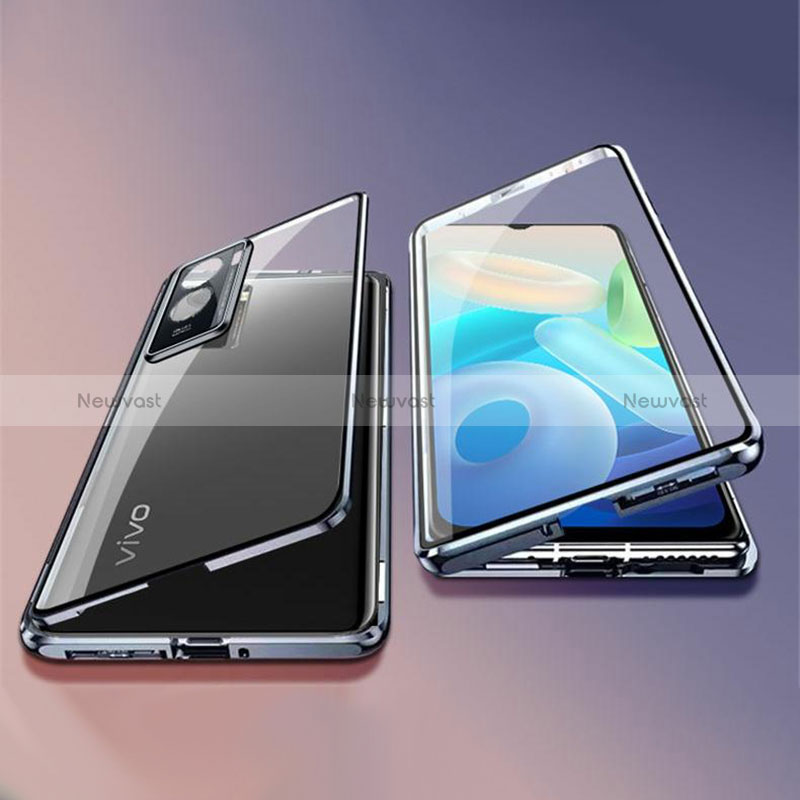 Luxury Aluminum Metal Frame Mirror Cover Case 360 Degrees for Vivo iQOO U5 5G