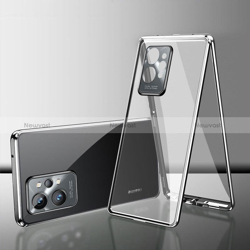 Luxury Aluminum Metal Frame Mirror Cover Case 360 Degrees for Vivo iQOO Z6 5G Silver