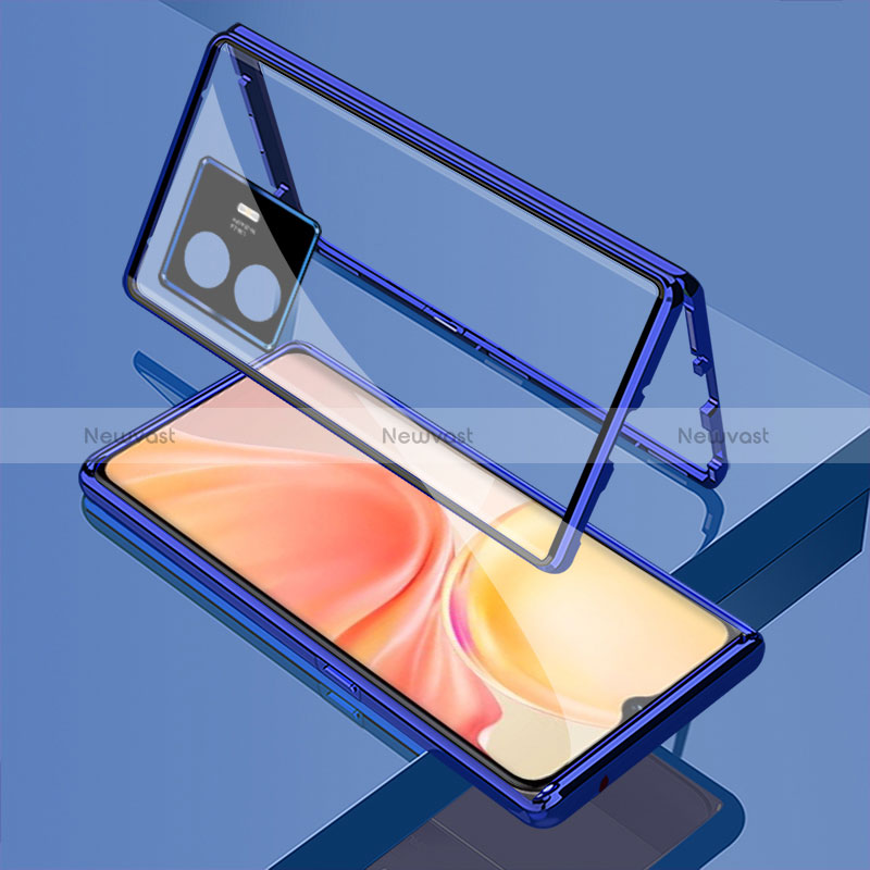 Luxury Aluminum Metal Frame Mirror Cover Case 360 Degrees for Vivo iQOO Z6 Lite 5G