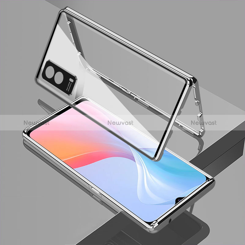 Luxury Aluminum Metal Frame Mirror Cover Case 360 Degrees for Vivo T1x 5G