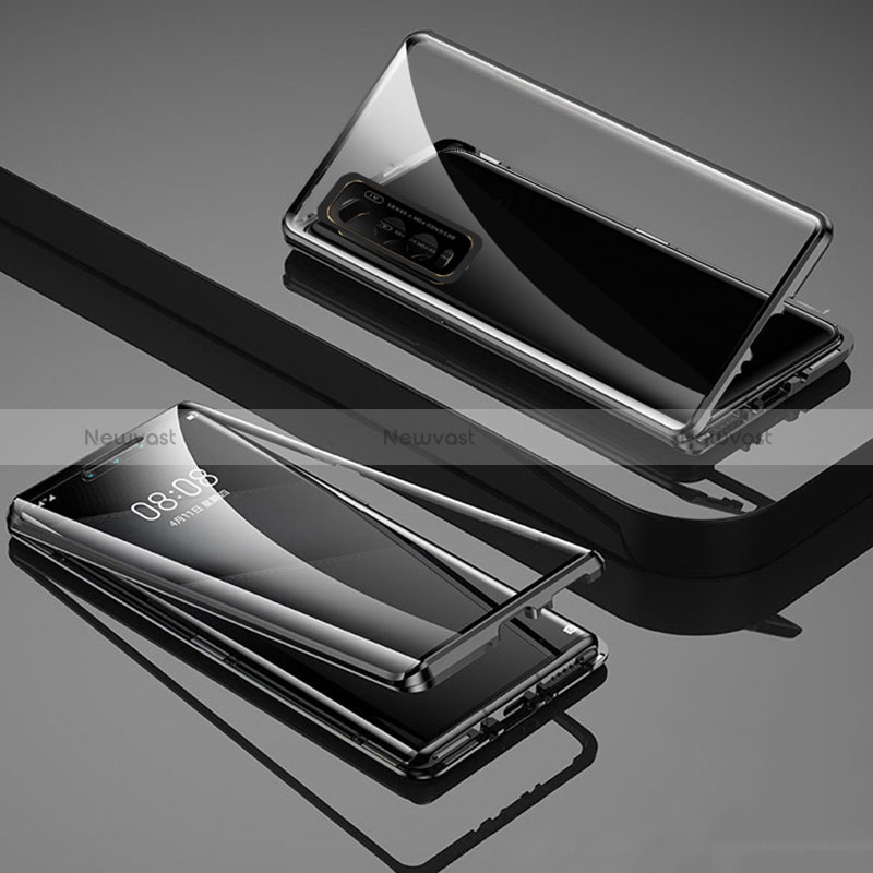 Luxury Aluminum Metal Frame Mirror Cover Case 360 Degrees for Vivo Y50t Black