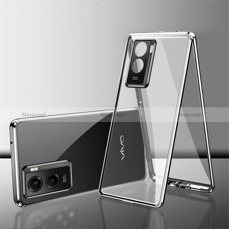 Luxury Aluminum Metal Frame Mirror Cover Case 360 Degrees for Vivo Y55s (2021)