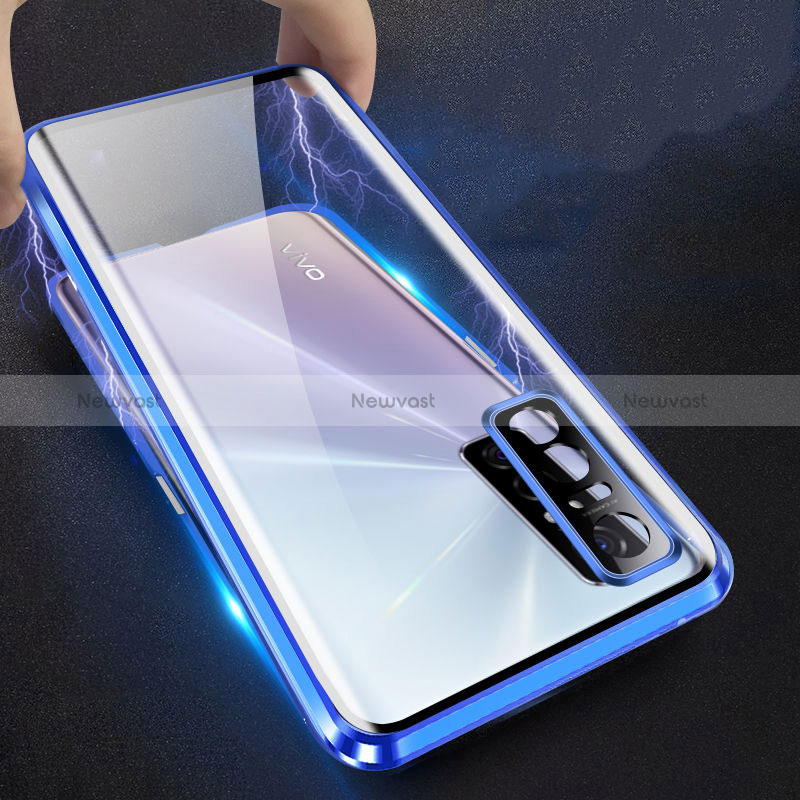 Luxury Aluminum Metal Frame Mirror Cover Case 360 Degrees for Vivo Y73s 5G