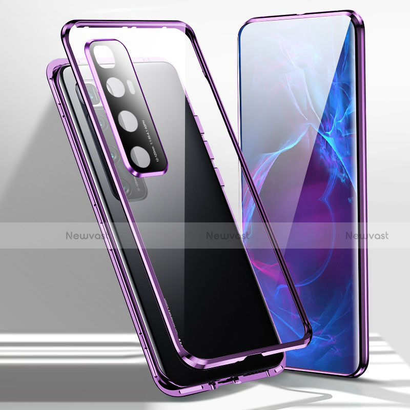 Luxury Aluminum Metal Frame Mirror Cover Case 360 Degrees for Xiaomi Mi 10 Ultra Purple