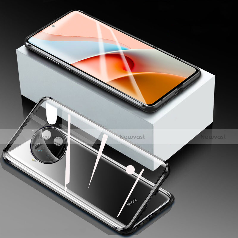 Luxury Aluminum Metal Frame Mirror Cover Case 360 Degrees for Xiaomi Mi 10i 5G Black