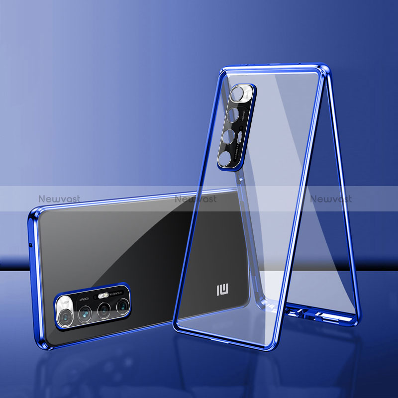 Luxury Aluminum Metal Frame Mirror Cover Case 360 Degrees for Xiaomi Mi 10S 5G Blue