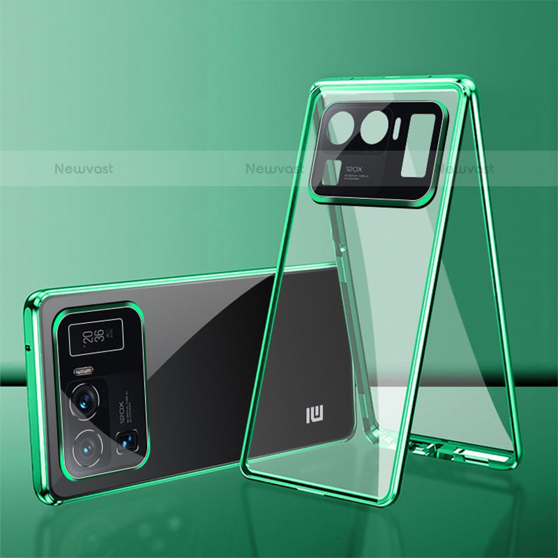 Luxury Aluminum Metal Frame Mirror Cover Case 360 Degrees for Xiaomi Mi 11 Ultra 5G Green