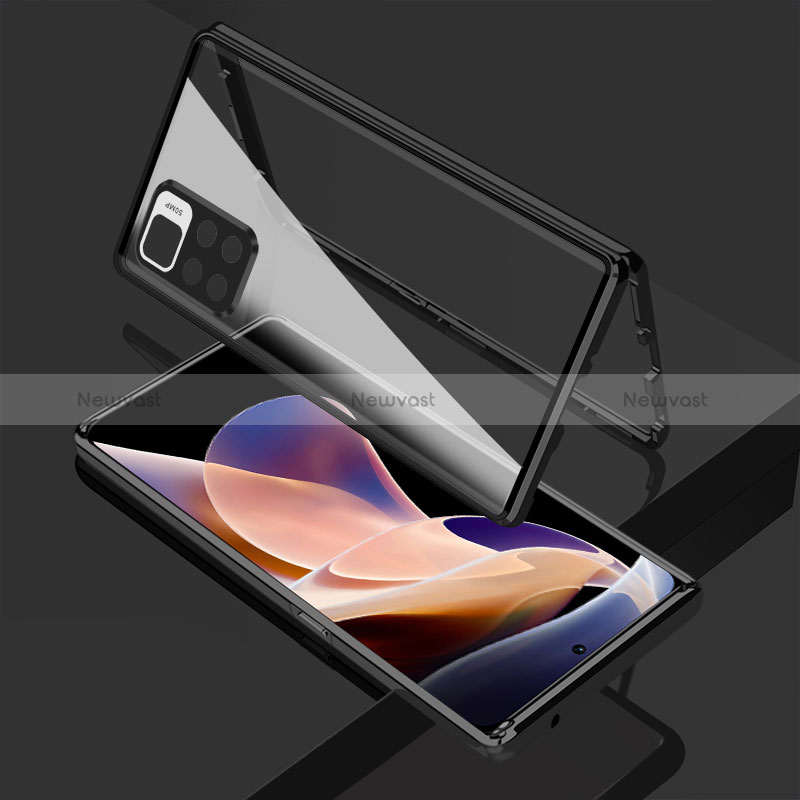 Luxury Aluminum Metal Frame Mirror Cover Case 360 Degrees for Xiaomi Mi 11i 5G (2022) Black