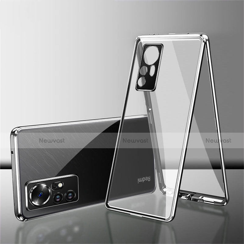 Luxury Aluminum Metal Frame Mirror Cover Case 360 Degrees for Xiaomi Mi 12 5G Silver