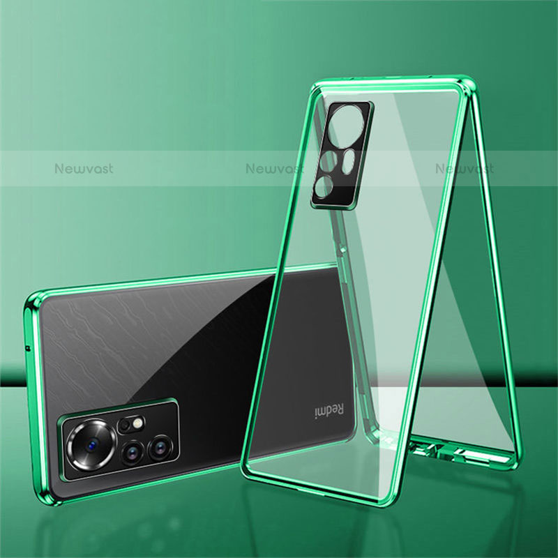 Luxury Aluminum Metal Frame Mirror Cover Case 360 Degrees for Xiaomi Mi 12 Pro 5G Green