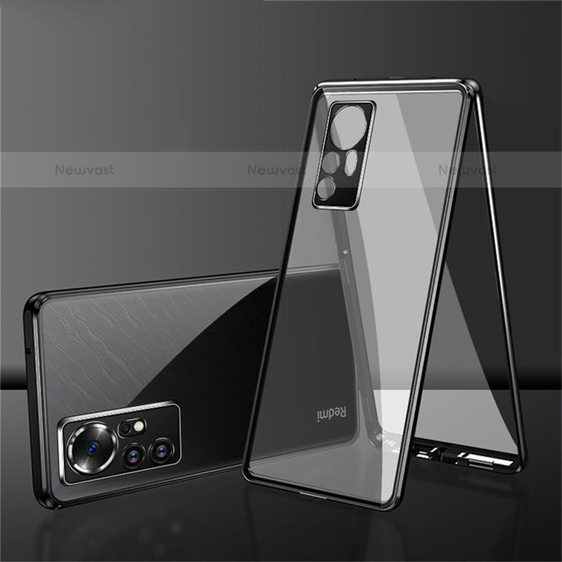 Luxury Aluminum Metal Frame Mirror Cover Case 360 Degrees for Xiaomi Mi 12S 5G Black