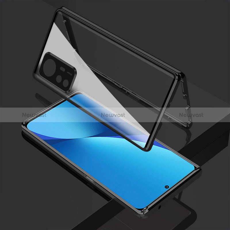 Luxury Aluminum Metal Frame Mirror Cover Case 360 Degrees for Xiaomi Mi 12T 5G Black