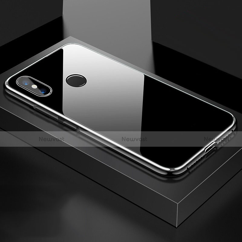 Luxury Aluminum Metal Frame Mirror Cover Case 360 Degrees for Xiaomi Mi 8 Silver