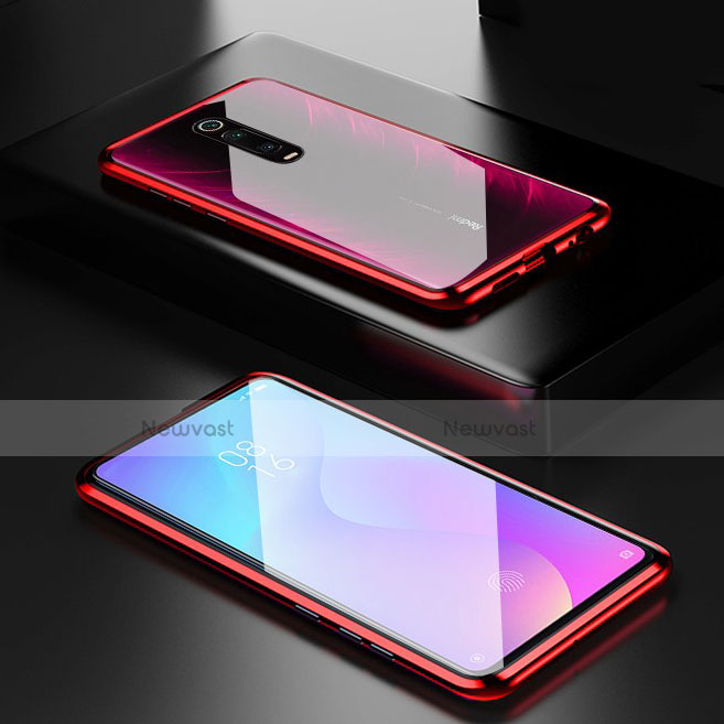 Luxury Aluminum Metal Frame Mirror Cover Case 360 Degrees for Xiaomi Mi 9T Pro Red