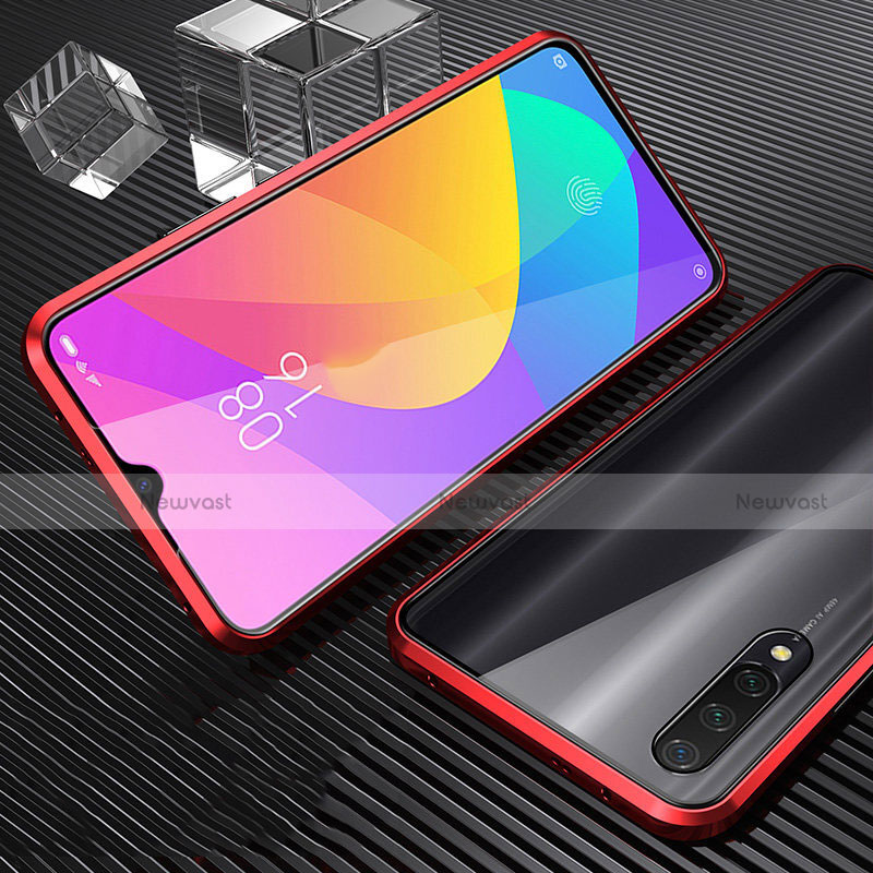 Luxury Aluminum Metal Frame Mirror Cover Case 360 Degrees for Xiaomi Mi A3 Red