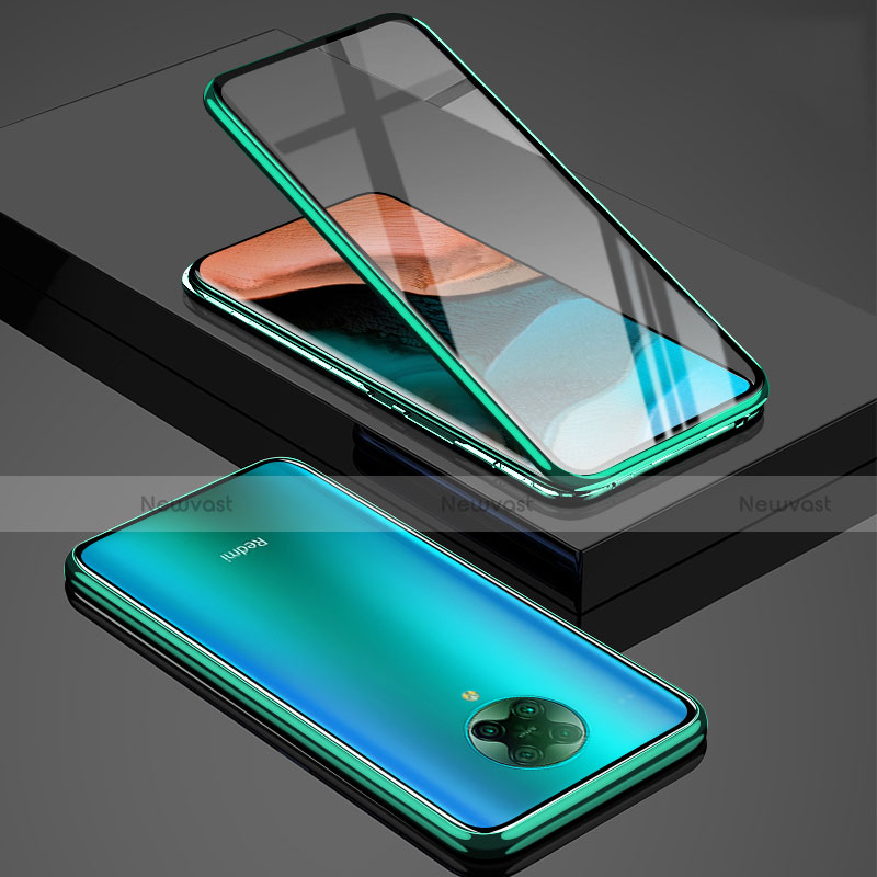 Luxury Aluminum Metal Frame Mirror Cover Case 360 Degrees for Xiaomi Poco F2 Pro Green