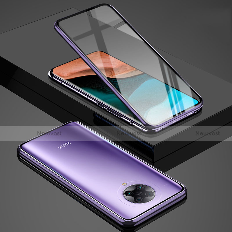 Luxury Aluminum Metal Frame Mirror Cover Case 360 Degrees for Xiaomi Poco F2 Pro Purple