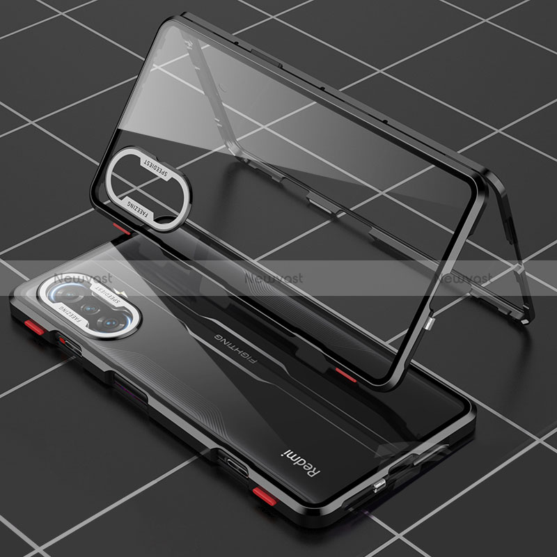 Luxury Aluminum Metal Frame Mirror Cover Case 360 Degrees for Xiaomi Poco F3 GT 5G Black