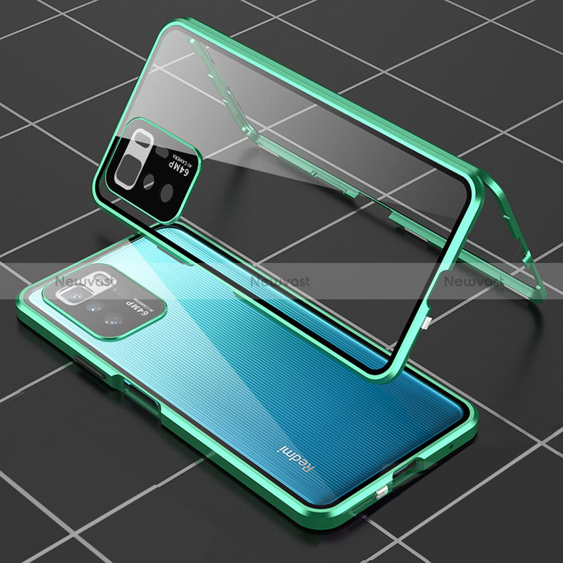 Luxury Aluminum Metal Frame Mirror Cover Case 360 Degrees for Xiaomi Poco X3 GT 5G Green