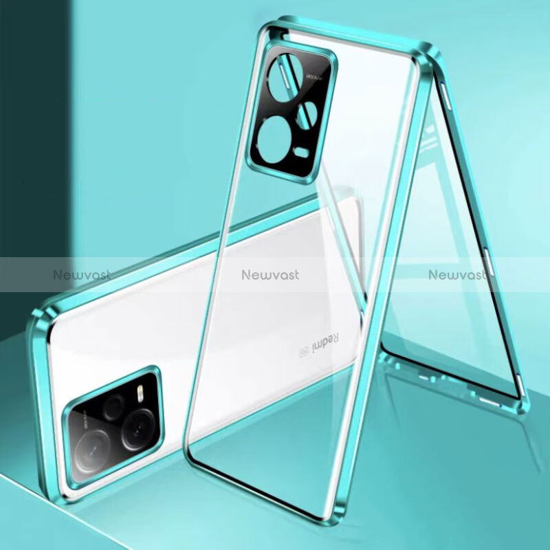 Luxury Aluminum Metal Frame Mirror Cover Case 360 Degrees for Xiaomi Poco X5 5G Green