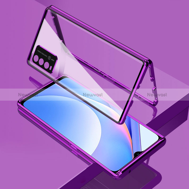 Luxury Aluminum Metal Frame Mirror Cover Case 360 Degrees for Xiaomi Redmi 9 Power