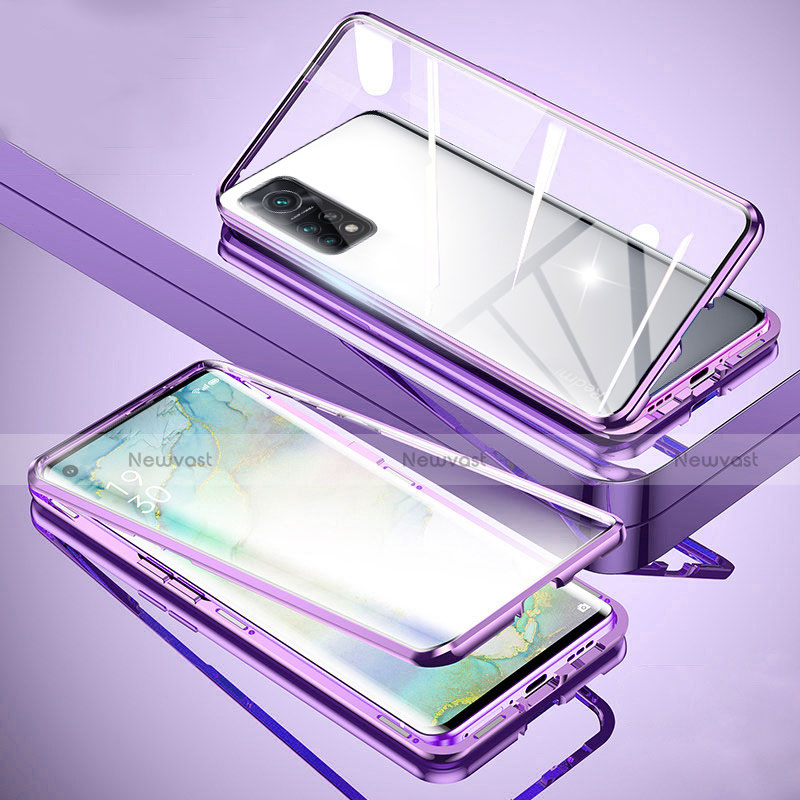 Luxury Aluminum Metal Frame Mirror Cover Case 360 Degrees for Xiaomi Redmi K30S 5G Clove Purple