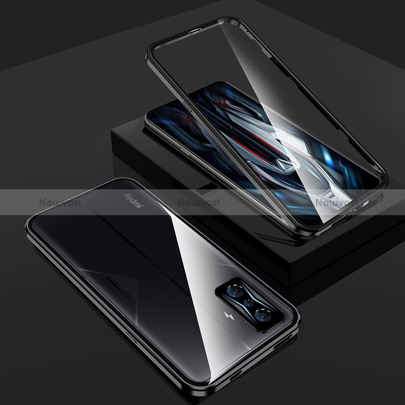 Luxury Aluminum Metal Frame Mirror Cover Case 360 Degrees for Xiaomi Redmi K50 Gaming 5G Black