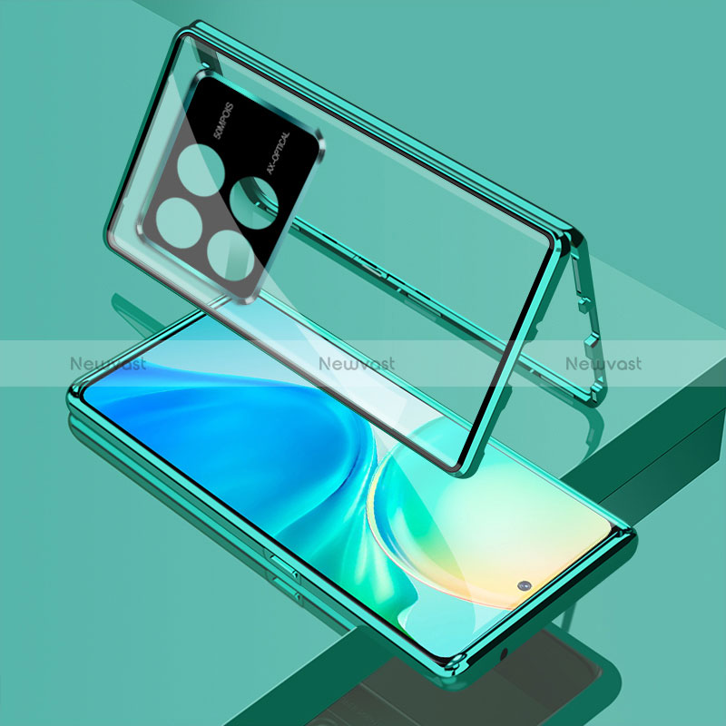 Luxury Aluminum Metal Frame Mirror Cover Case 360 Degrees for Xiaomi Redmi K70 5G Green