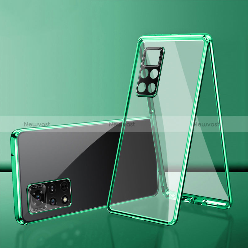 Luxury Aluminum Metal Frame Mirror Cover Case 360 Degrees for Xiaomi Redmi Note 11 4G (2022) Green