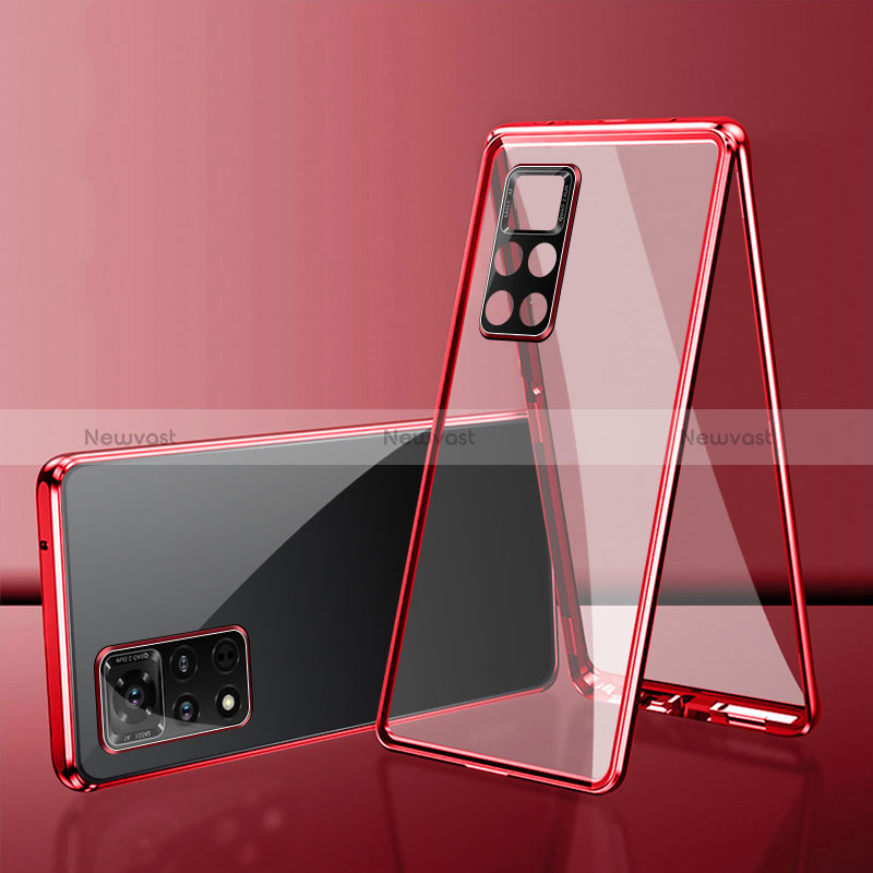 Luxury Aluminum Metal Frame Mirror Cover Case 360 Degrees for Xiaomi Redmi Note 11 4G (2022) Red