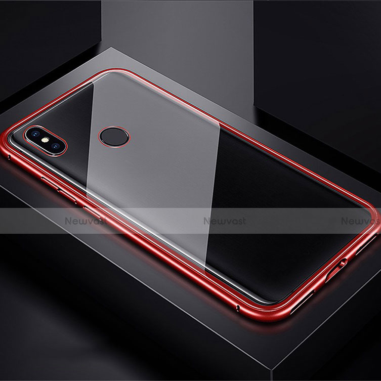 Luxury Aluminum Metal Frame Mirror Cover Case 360 Degrees for Xiaomi Redmi Note 7 Red