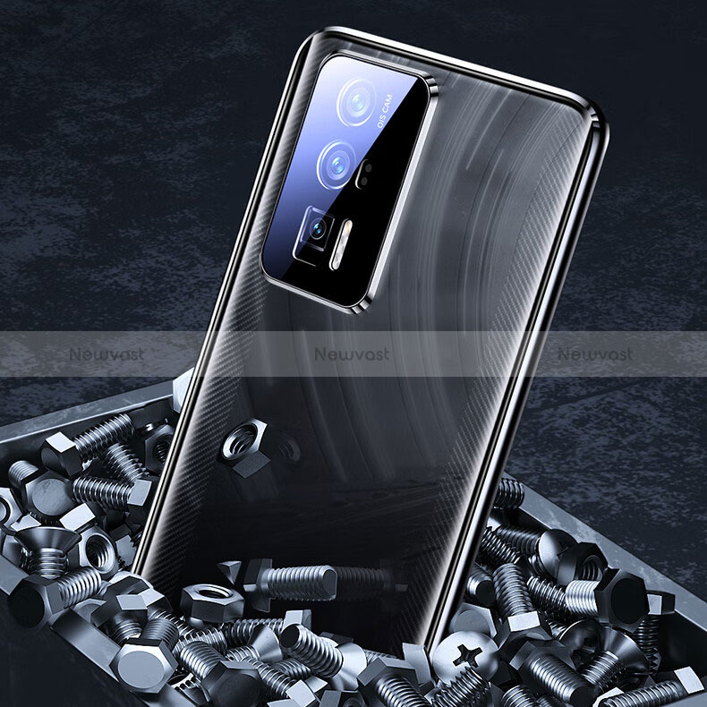 Luxury Aluminum Metal Frame Mirror Cover Case 360 Degrees K01 for Xiaomi Poco F5 Pro 5G Black