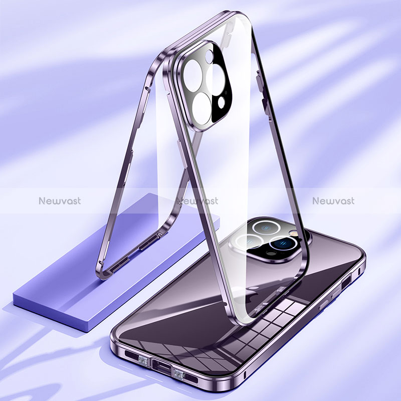 Luxury Aluminum Metal Frame Mirror Cover Case 360 Degrees LK1 for Apple iPhone 13 Pro Max