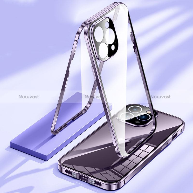 Luxury Aluminum Metal Frame Mirror Cover Case 360 Degrees LK1 for Apple iPhone 14 Plus