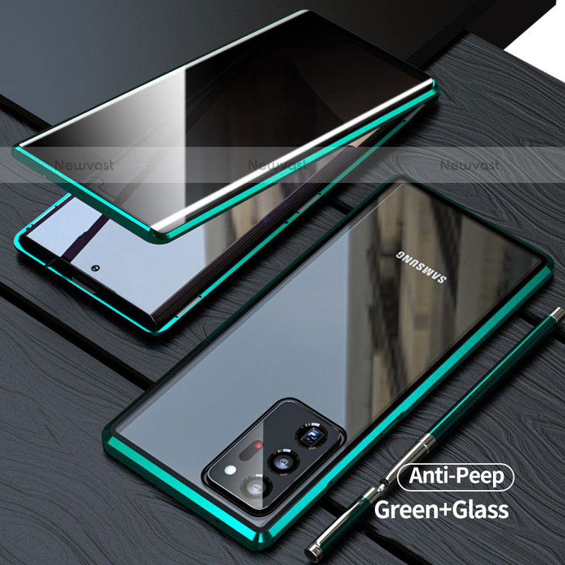 Luxury Aluminum Metal Frame Mirror Cover Case 360 Degrees LK1 for Samsung Galaxy Note 20 Ultra 5G Green