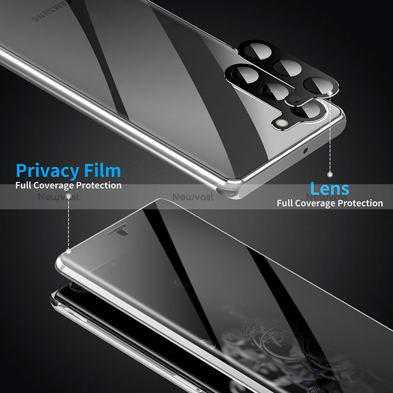 Luxury Aluminum Metal Frame Mirror Cover Case 360 Degrees LK1 for Samsung Galaxy S22 Plus 5G