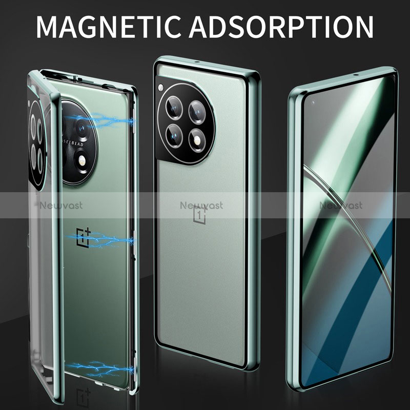 Luxury Aluminum Metal Frame Mirror Cover Case 360 Degrees LK2 for OnePlus 12 5G