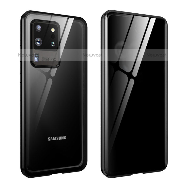 Luxury Aluminum Metal Frame Mirror Cover Case 360 Degrees LK2 for Samsung Galaxy S20 Ultra 5G Black