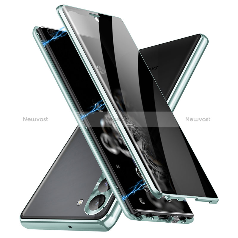 Luxury Aluminum Metal Frame Mirror Cover Case 360 Degrees LK2 for Samsung Galaxy S22 Plus 5G Green