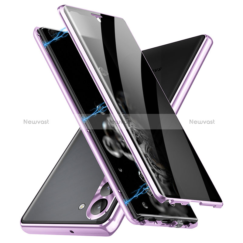 Luxury Aluminum Metal Frame Mirror Cover Case 360 Degrees LK2 for Samsung Galaxy S22 Plus 5G Purple