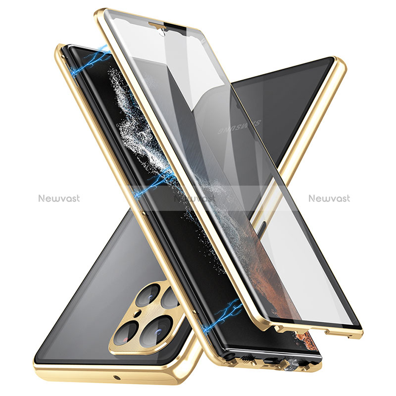 Luxury Aluminum Metal Frame Mirror Cover Case 360 Degrees LK2 for Samsung Galaxy S22 Ultra 5G