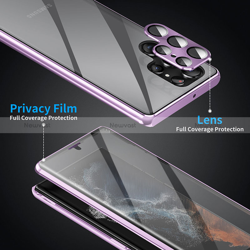 Luxury Aluminum Metal Frame Mirror Cover Case 360 Degrees LK2 for Samsung Galaxy S23 Ultra 5G