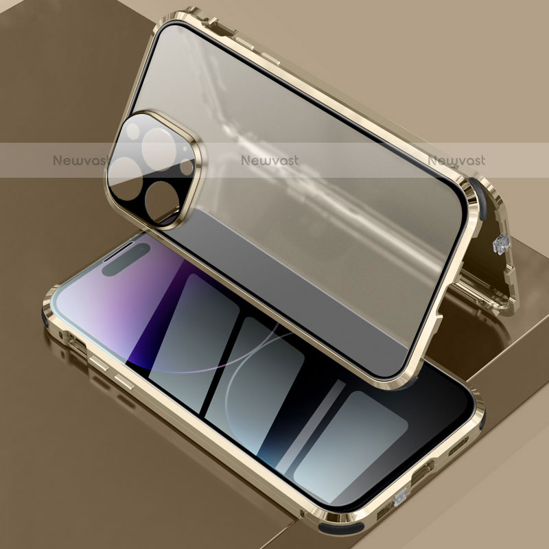 Luxury Aluminum Metal Frame Mirror Cover Case 360 Degrees LK3 for Apple iPhone 14 Pro