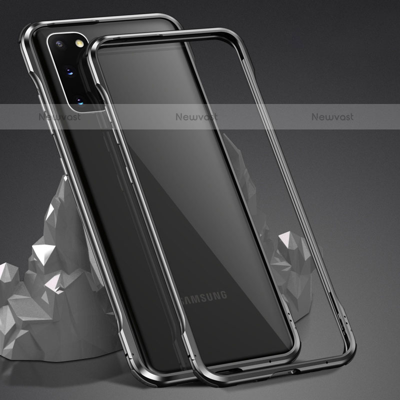 Luxury Aluminum Metal Frame Mirror Cover Case 360 Degrees LK4 for Samsung Galaxy S20 Black