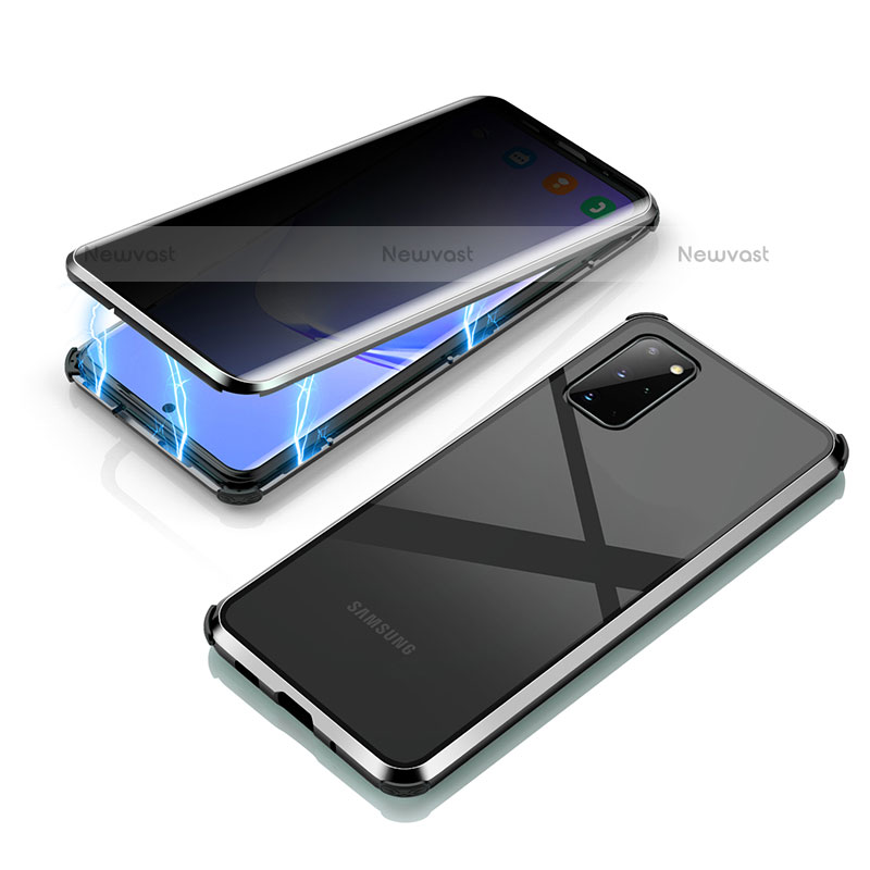 Luxury Aluminum Metal Frame Mirror Cover Case 360 Degrees LK4 for Samsung Galaxy S20 Plus Black