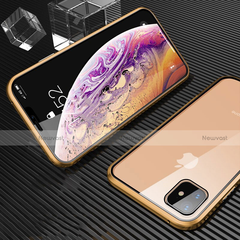 Luxury Aluminum Metal Frame Mirror Cover Case 360 Degrees M01 for Apple iPhone 11 Gold