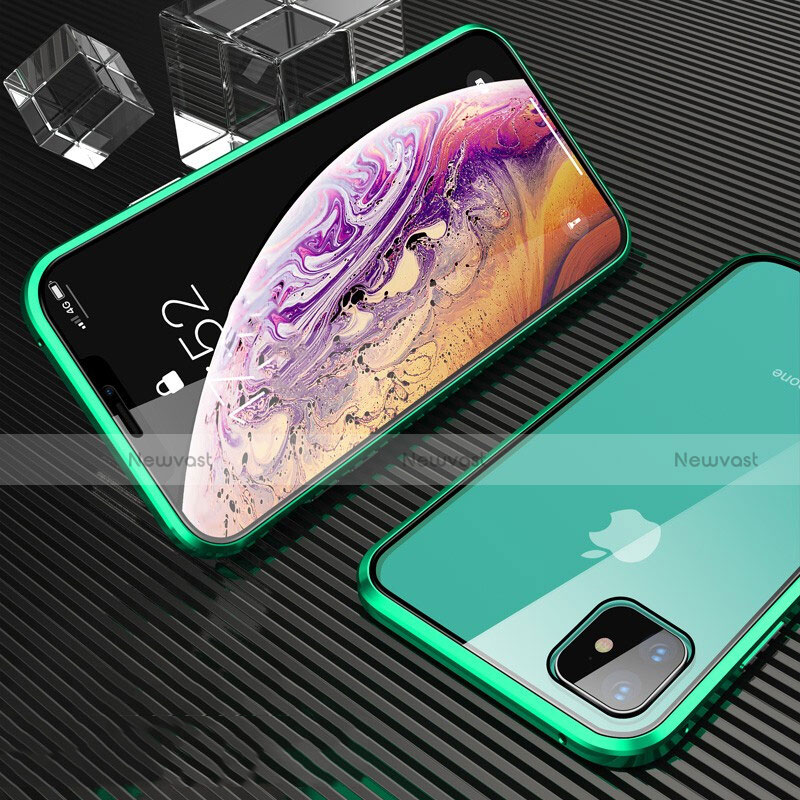 Luxury Aluminum Metal Frame Mirror Cover Case 360 Degrees M01 for Apple iPhone 11 Green